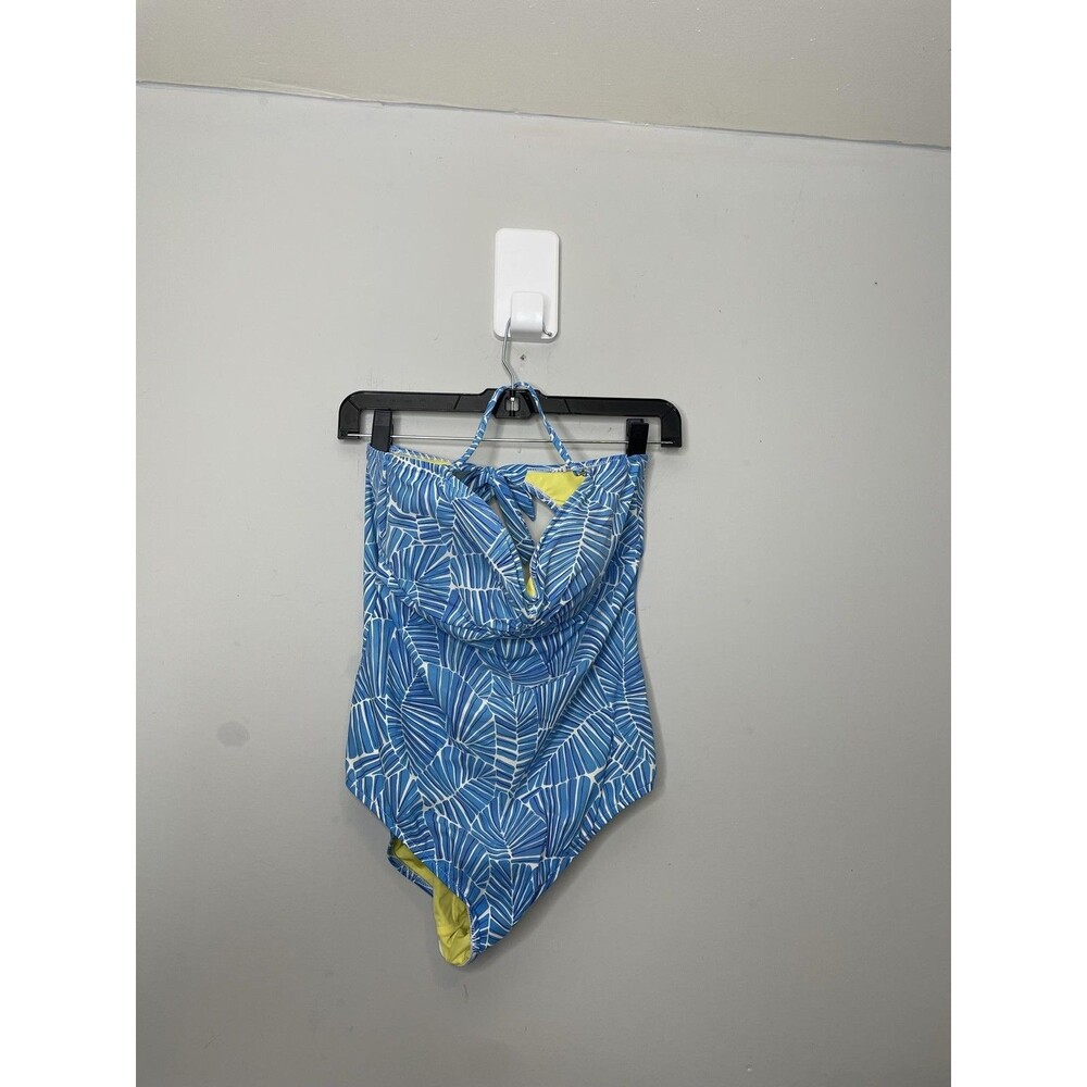Vineyard Vines Swimsuit Womens Large Blue Halter One Piece Tropical Print Beach